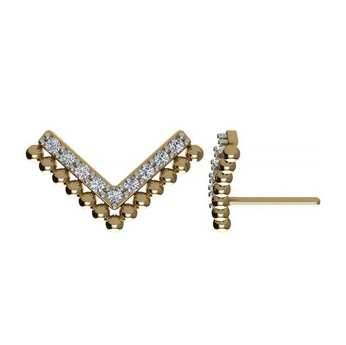 Brinco Ouro Amarelo Topazio Branco