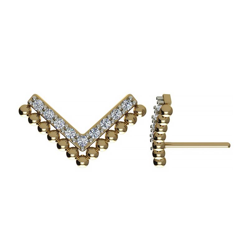 BR06400 Brinco Ouro Amarelo Topazio Branco
