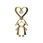 PI05592 Pingente Menina Ouro Amarelo Diamante