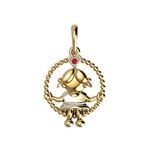 PI05594 Pingente Menina Ouro Amarelo Rubi