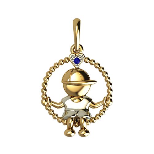 Pingente Menino Ouro Amarelo e Ródoo Branco