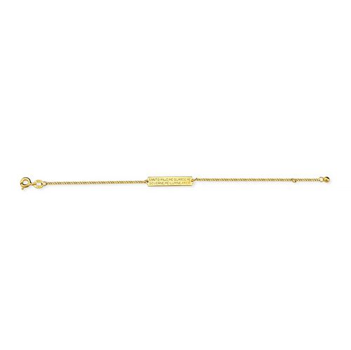 Pulseira Oração Anjo da Guarda Ouro Amarelo