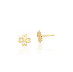 BR06301 Brinco Trevo Ouro Amarelo