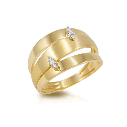 Anel Ouro Amarelo Diamante