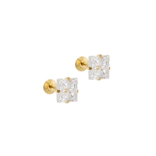 Brinco Ouro Amarelo Zircônia