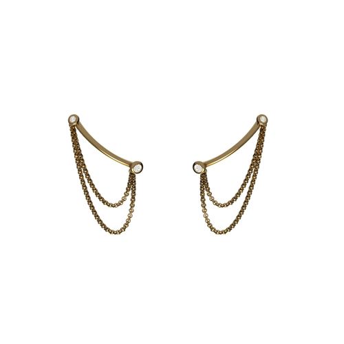 Brinco Ouro Amarelo Topázio Branco