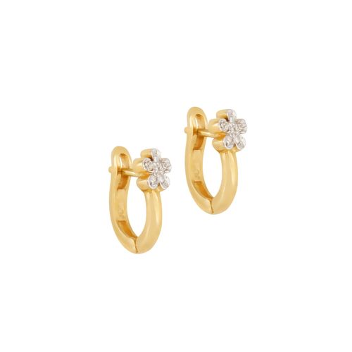 Argola Flor Ouro Amarelo e Ródio Branco