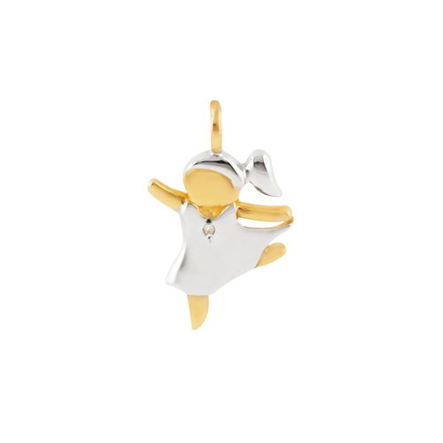 Pingente Menina Ouro Amarelo e Ródio Branco