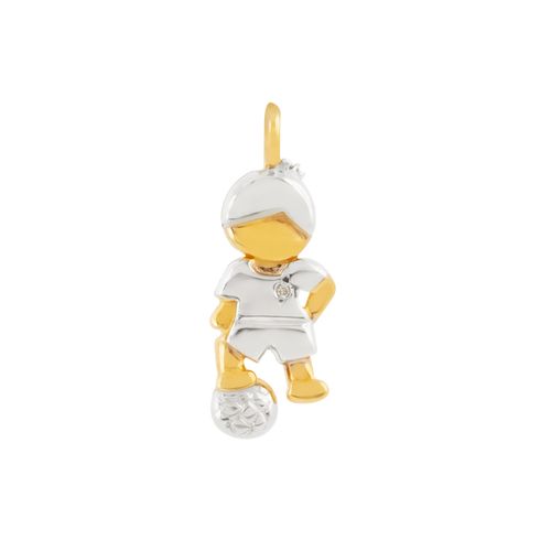 Pingente Menino Ouro Amarelo e Ródio Branco