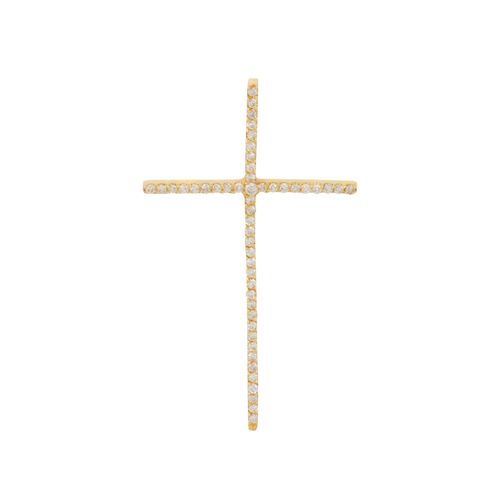 Pingente Cruz Ouro Amarelo Diamante
