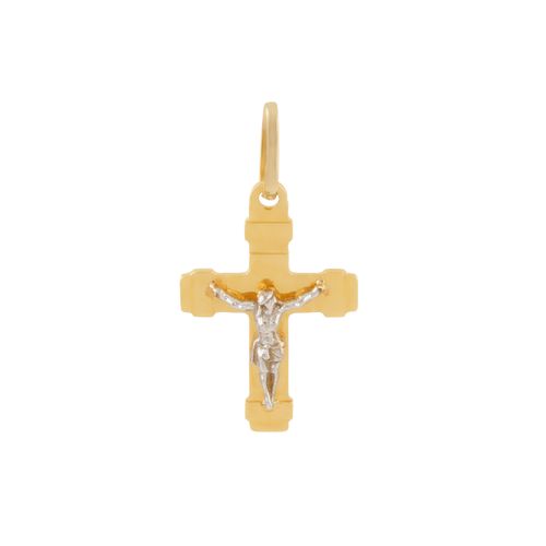 Pingente Crucifixo Ouro Amarelo e Branco