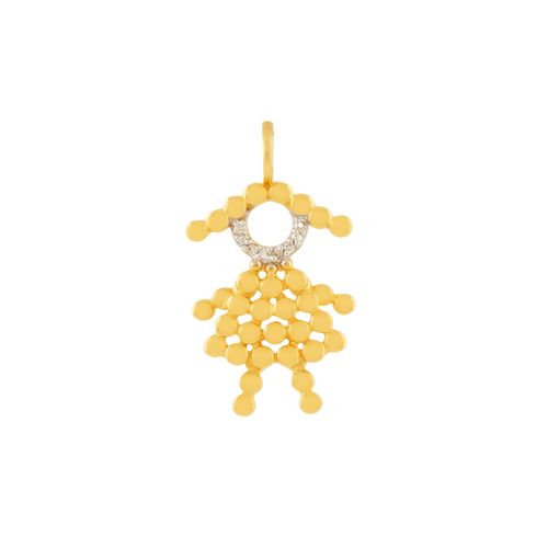 Pingente Menina Ouro Amarelo Diamante