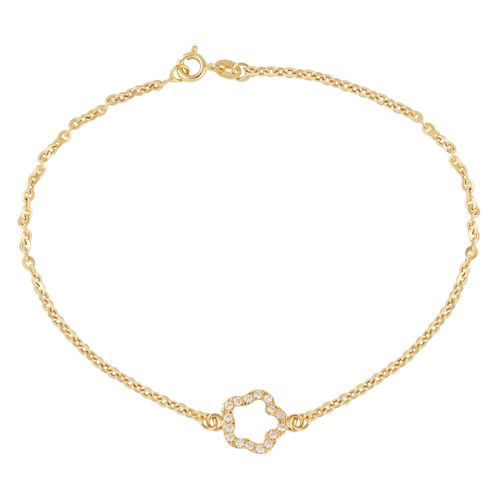 Pulseira Flor Ouro Amarelo Zircônia