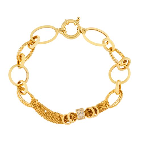 Pulseira Ouro Amarelo Zircônia Branca