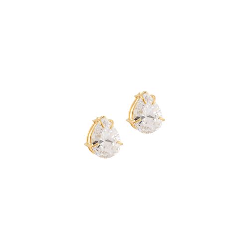 Brinco Gota Ouro Amarelo Zircônia