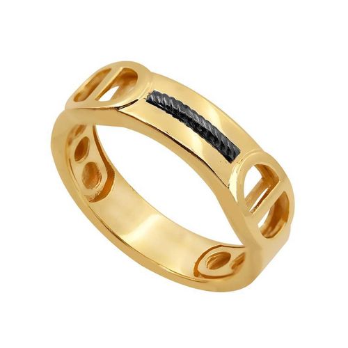 Anel Ouro Amarelo com Ródio Negro