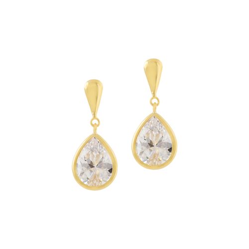 Brinco Gota Ouro Amarelo Zircônia