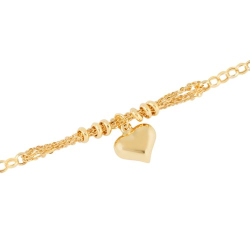 Pulseira em Elos com Coração Ouro Amarelo
