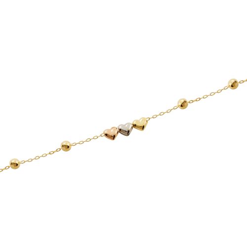 Pulseira Coração Esfera Ouro Amarelo,Bran