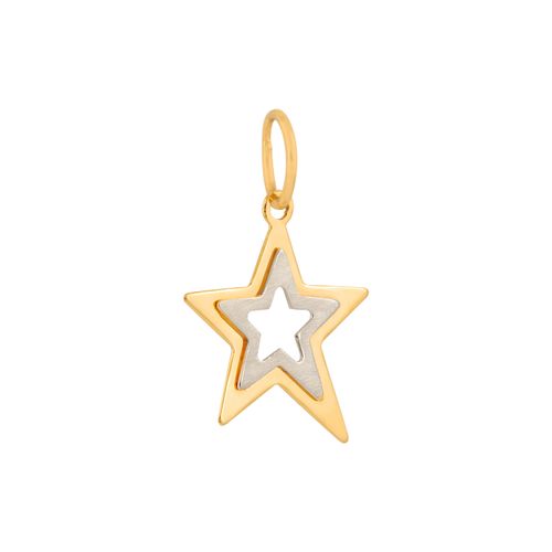 Pingente Estrela Ouro Amarelo e Branco
