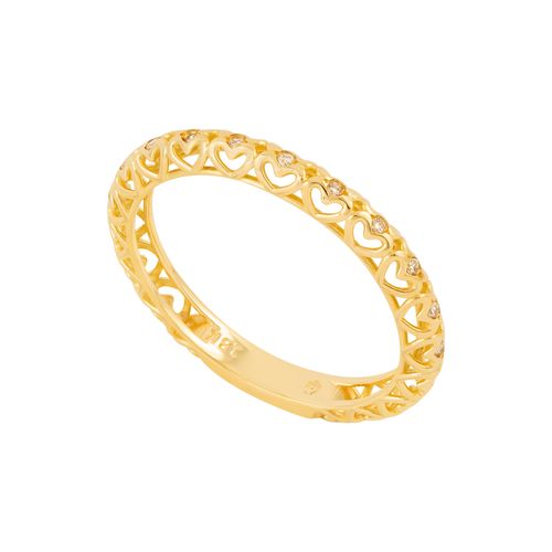 Meia Aliança Coração Ouro Amarelo Diamante
