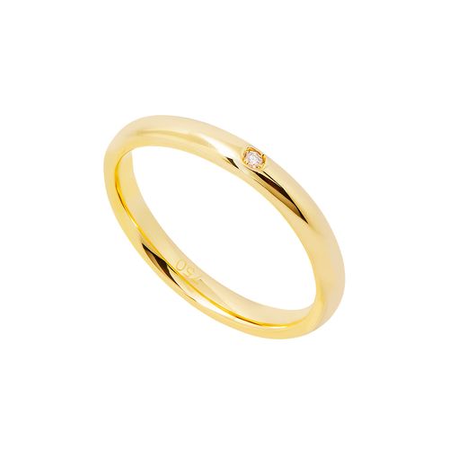 Aliança Ouro Amarelo com Diamante