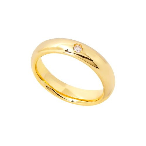 Aliança Ouro Amarelo com Diamante