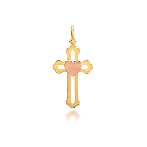 Pingente Cruz Ouro Amarelo e Rosé