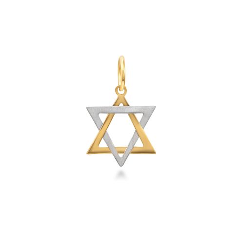 Pingente Estrela de Davi Ouro Amarelo,Branco