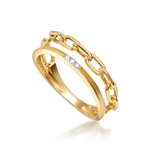 Anel Ouro Amarelo Diamante