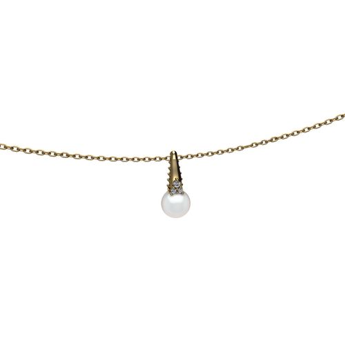 Colar Ouro Amarelo Diamante e Pérola