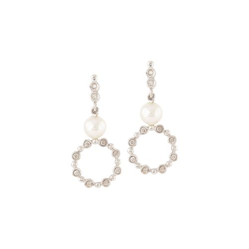 Brinco Ouro Branco Diamante e Peróla