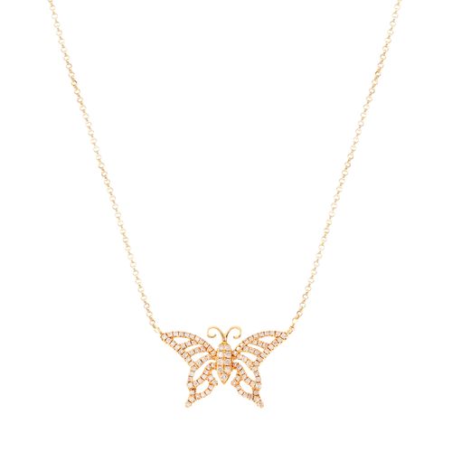 Colar Borboleta Ouro Amarelo Diamante