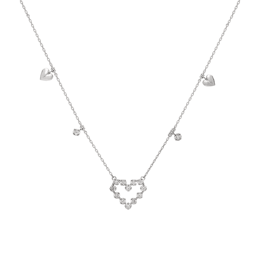 Colar Coração Ouro Branco Diamante