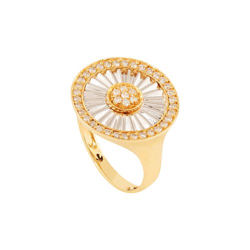 Anel Pizza Ouro Amarelo Diamante