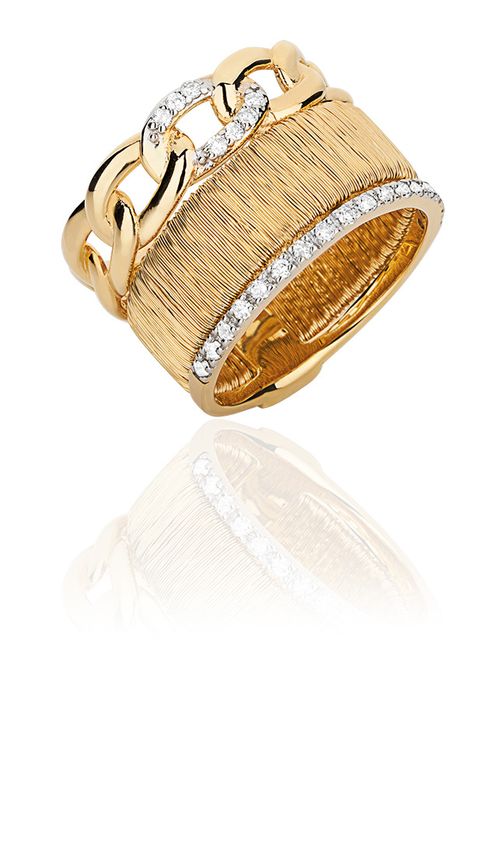 Anel Ouro Amarelo Diamante