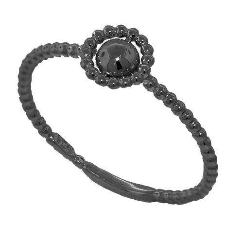 Anel Ouro Branco Ródio Negro Esferas