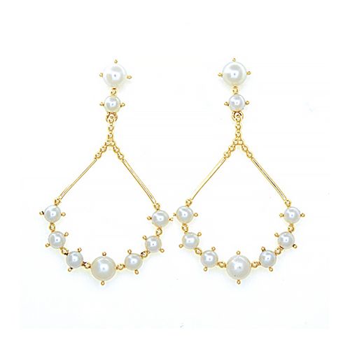 Brinco Ouro Amarelo Pérolas