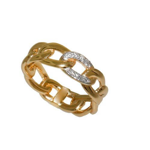 Anel Elos Ouro Amarelo Diamante