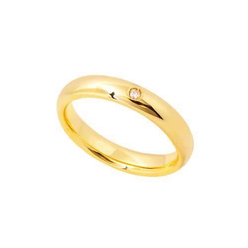 Aliança Ouro Amarelo com Diamante