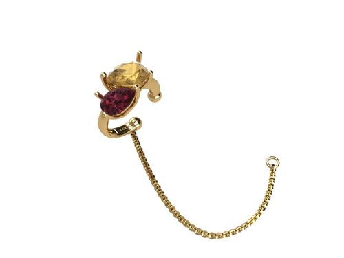 Piercing Ouro Amarelo Citrino Rodolita