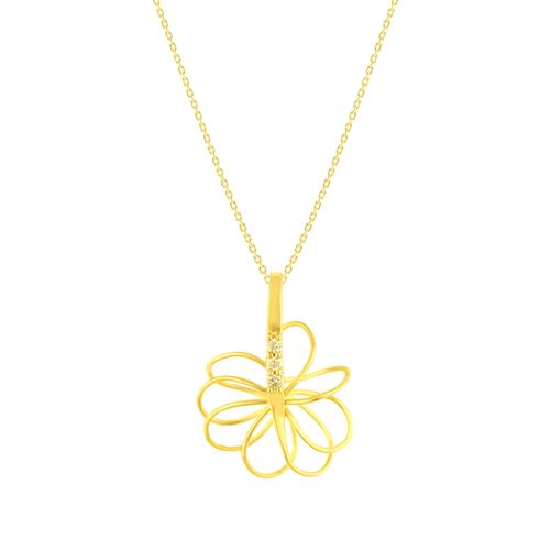 Pingente Flor Ouro Amarelo Diamante