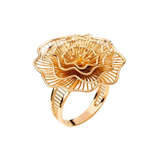 Anel Flor Ouro Amarelo