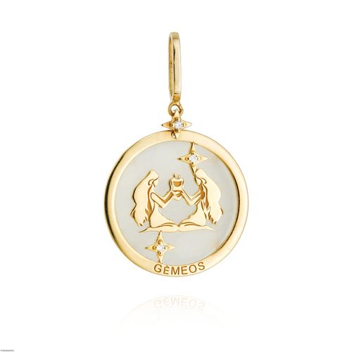 Pingente Signo Gêmeos Ouro Amarelo