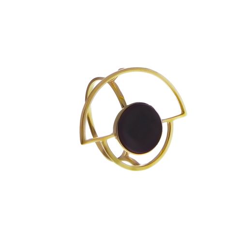 Anel Ouro Amarelo Ônix