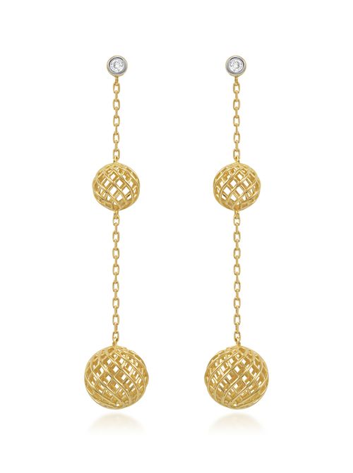 Brinco Esferas Ouro Amarelo Diamante