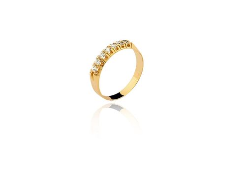 Meia Aliança Ouro Amarelo Diamantes