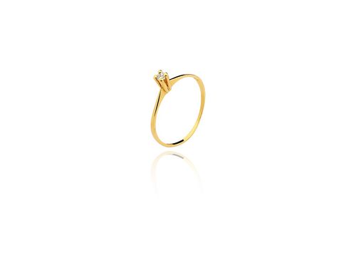 Anel Solitário Ouro Amarelo Diamante