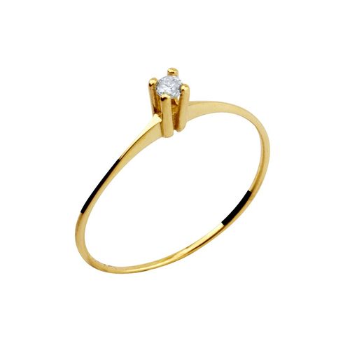 Anel Solitário Ouro Amarelo Diamante