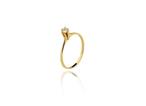 Anel Solitário Ouro Amarelo Diamante